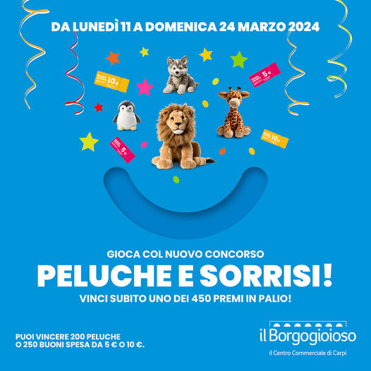 centro commerciale borgogioioso concorso peluche e sorrisi thekom